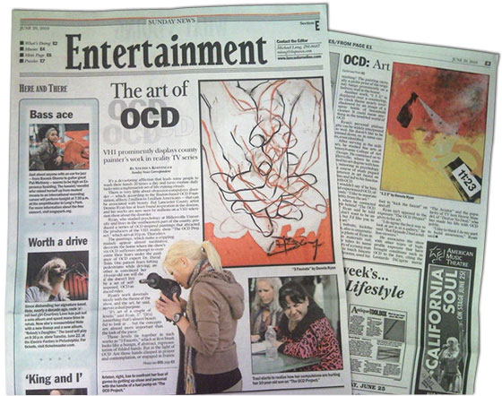 Sunday News article in Lancaster Entertainment Section, front page on Father's Day about the artwork on The OCD Project